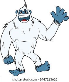 cute friendly Big Foot / Yeti Cartoon Illustration Isolated On White Background - Vector
