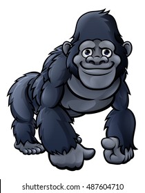 A cute friendly cartoon gorilla, monkey, ape or chimpanzee character