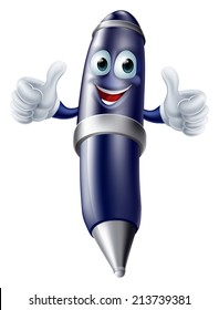 A cute friendly cartoon pen character giving a double thumbs up