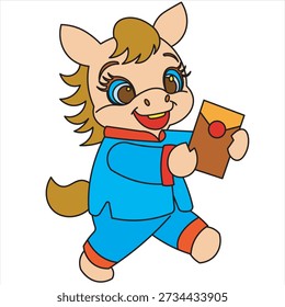 Un diseño lindo y amistoso de la tarjeta del Año Nuevo chino con un carácter sonriente del caballo.