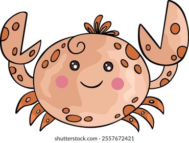 Cute and friendly crab isolated
