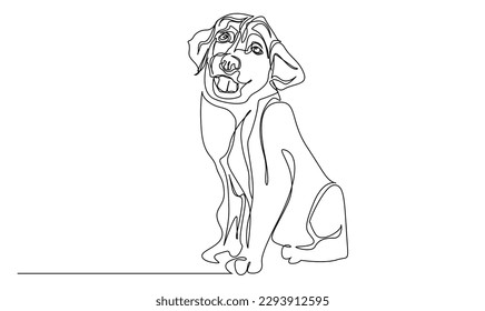 arte minimalista de linea facial de perro amigable lindo