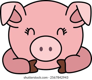 Cute and friendly face of pig
