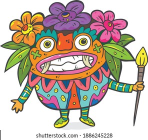 un monstruo de flores lindo y amigable