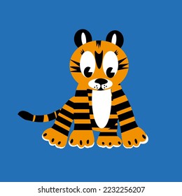 cute friendly funny tiger illustration