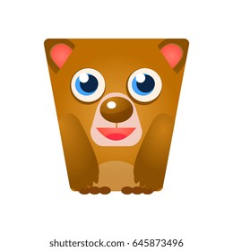 Cute friendly geometric bear, colorful cartoon character vector Illustration