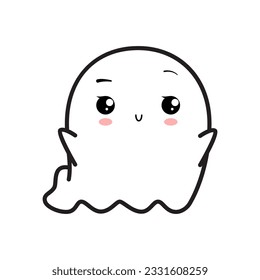 Cute friendly ghost. Vector illustration isolated on white background