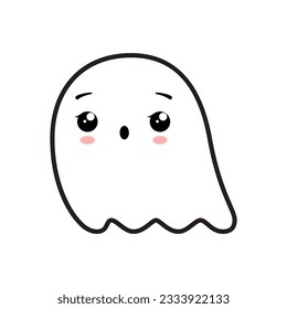 Cute friendly ghost. Vector illustration isolated on white background