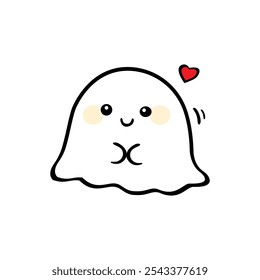 Cute friendly ghost. Vector illustration isolated on white background