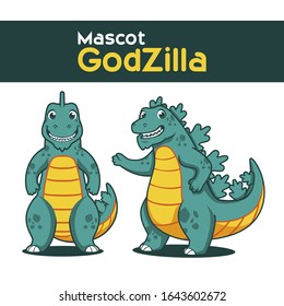 Cute Friendly Godzilla Mascot design