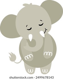 Lindo y amigable elefante gris de pie

