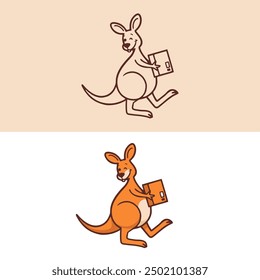 Cute and friendly kangaroo carrying a package. Perfect for delivery services, shipping companies, logistics or any business related to shipping and delivery.