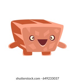 Cute friendly laughing rock element. Cartoon emotions character vector Illustration