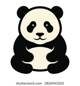 A cute and friendly panda bear sitting in a simple style isolated on a white background. This adorable animal design is perfect for nursery decor and branding.
