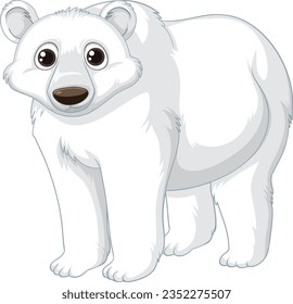 A cute and friendly polar bear cartoon character isolated on a white background