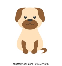 cute friendly puppy sitting smiling isolated on white background, vector cartoon illustration of pet in simple flat style