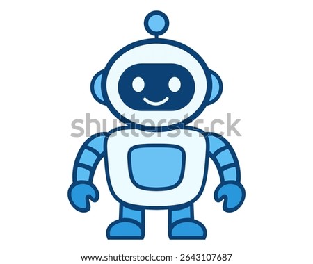 Cute Friendly Robot Icon – Artificial Intelligence Vector