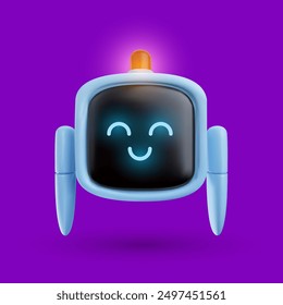 Lindo robot amigable en estilo realista 3d. Diseño de personajes futuristas de Vector para asistencia o mascota de bots.