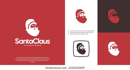 cute and friendly santa claus head logo, father, celebration, vector graphic illustration.