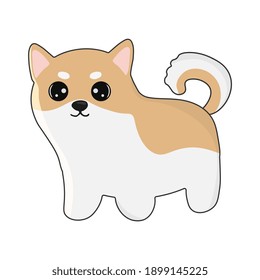 Cute friendly shiba inu puppy, isolated on white background. Great for icon, symbol, card, children's book