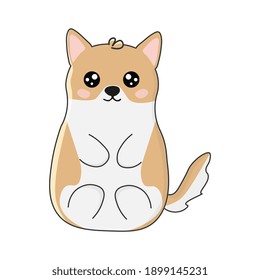 Cute friendly shiba inu puppy, isolated on white background. Great for icon, symbol, card, children's book