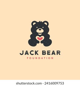 Cute friendly teddy bear vintage brown love icon clipart logo design vector ,for child logo bussiness do using adobe illustrator