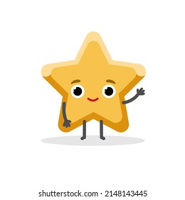 Cute friendly yellow star character 