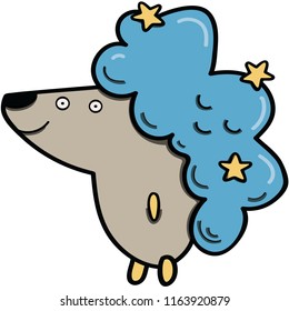 The cute friendship hedgehog and cloud