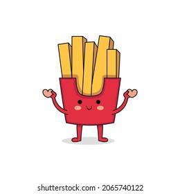 Cute fries cartoon character spreading love