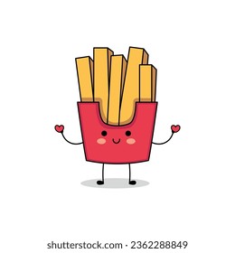 Cute fries cartoon character spreading love