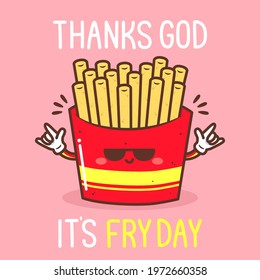 cute fries with quotes illustration