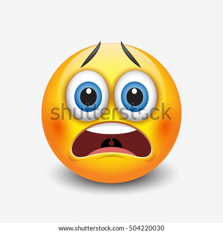 Cute frightened emoticon, emoji, smiley - vector illustration