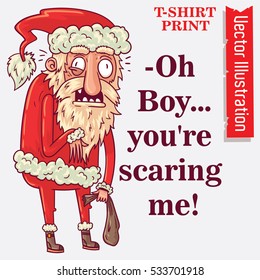 Cute frightened Santa Claus. Vector Illustartion