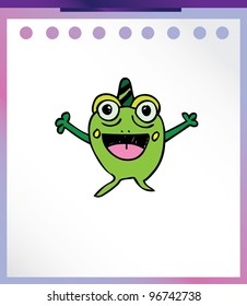 cute frog alien monster - vector illustration