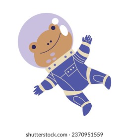 Cute Frog Animal Astronaut Character in Space Suit Vector Illustration