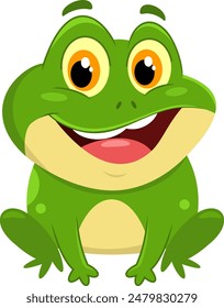 Cute Frog Animal Cartoon Character. Vector Illustration Flat Design Isolated On Transparent Background