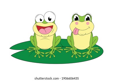 cute frog animal cartoon, simple vector illustration