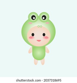 Cute frog animal mascot cartoon vector illustration