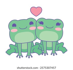 cute frog animals in love isolated