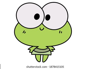 Cute frog with big eyes on white