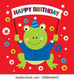 Cute frog for birthday greeting card