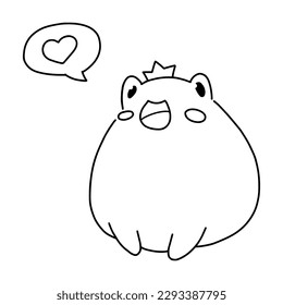 Cute frog. Cartoon character. Coloring page. Children's art.