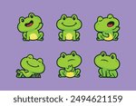 cute frog cartoon character illustration