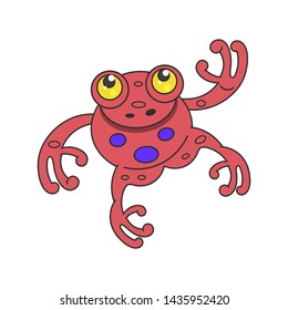 Cute frog cartoon character isolated on white background