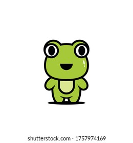 Cute frog cartoon character vector