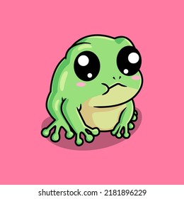 Cute frog cartoon character vector