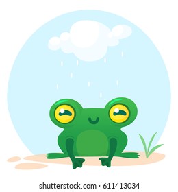 Cute Frog Cartoon Character. Vector illustration isolated