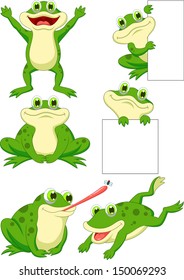 Cute frog cartoon collection set