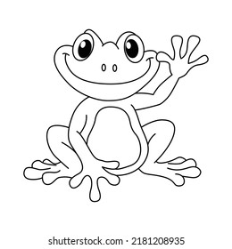 Cute frog cartoon coloring page illustration vector. For kids coloring book.