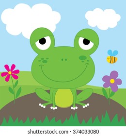Cute Frog Cartoon design vector,Can be used for Greeting card, invitation background